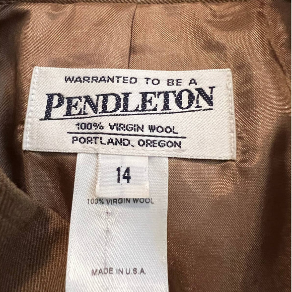 Pendleton Women's Short Jacket Size 14 in Brown Virgin Wool Zipper Close - Picture 3 of 5
